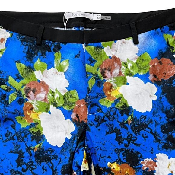 Lucy Paris Floral Tuxedo Stripe Straight Leg Trouser Pants Womens Sz Medium NWT - Picture 2 of 8